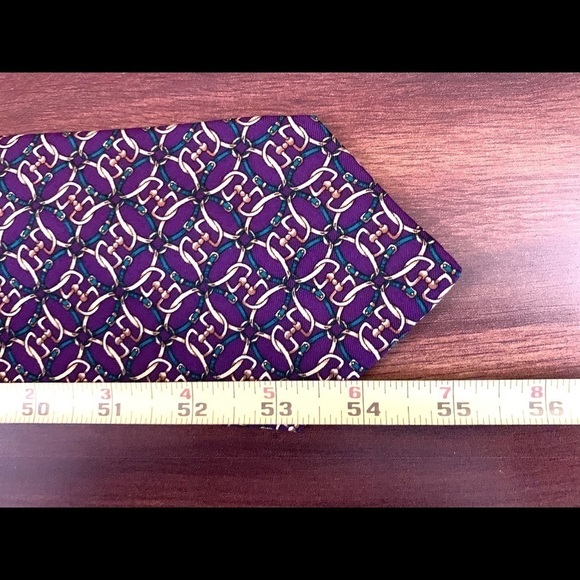 🍂SALE🍂 BROOKS BROTHERS Makers Purple All Silk Links Print Necktie Made In USA - Picture 9 of 9